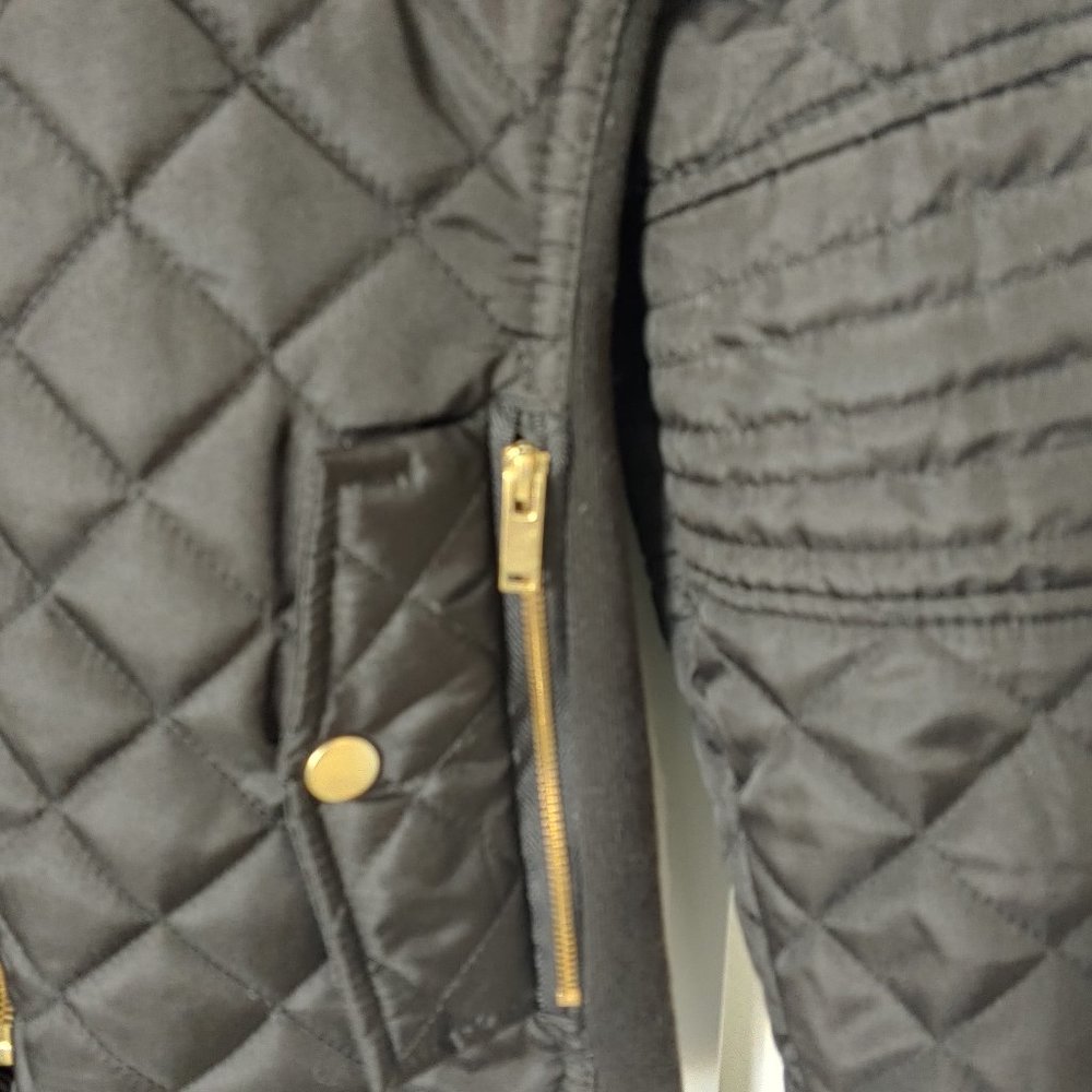 NWOT So Cool! Quilted Moto Style Puffer Jacket Elastic Side Panels - Picture 5 of 9